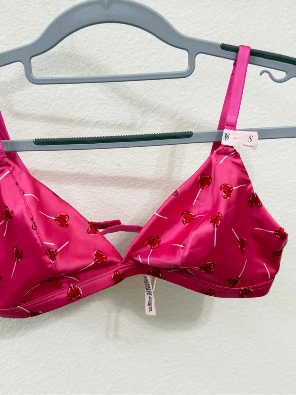 Victoria's Secret Hot Pink Cherry-Print Triangle Bralette - Picture 3 of 16